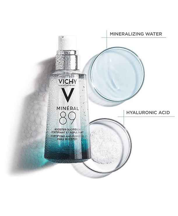 سرم آبرسان و تقویت‌کننده پوست اورجینال ویشی Vichy Mineral 89 حاوی هیالورونیک اسید و آب معدنی آتشفشانی