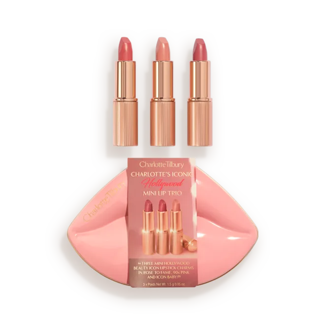 پک رژ لب مینی سه‌تایی شارلوت تیلبری مدل Charlotte's Iconic Hollywood Mini Lip Trio