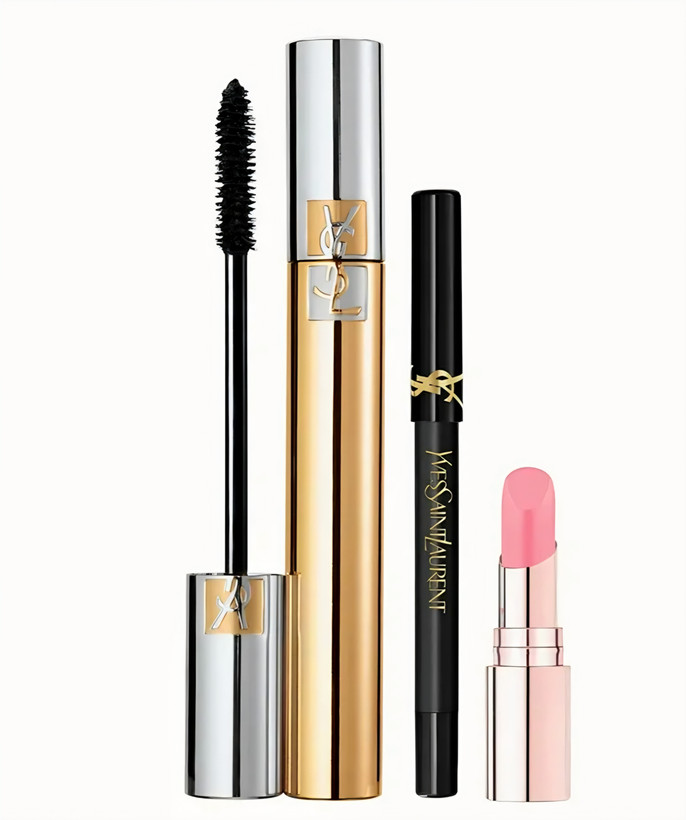پک مینیاتوری آرایشی اورجینال ایو سن لورن YSL شامل ریمل، خط چشم و رژلب | YSL Makeup Miniature Set