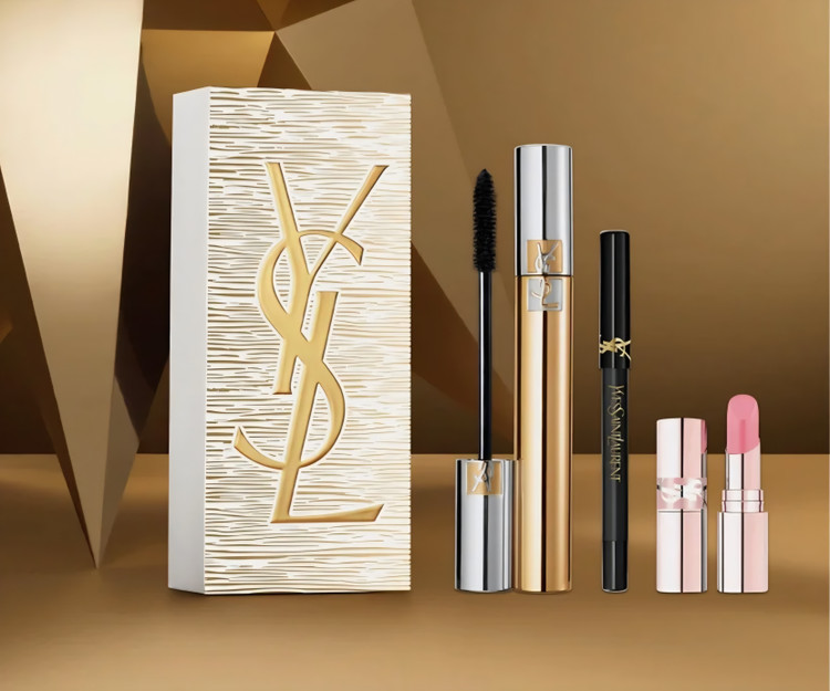 پک مینیاتوری آرایشی اورجینال ایو سن لورن YSL شامل ریمل، خط چشم و رژلب | YSL Makeup Miniature Set